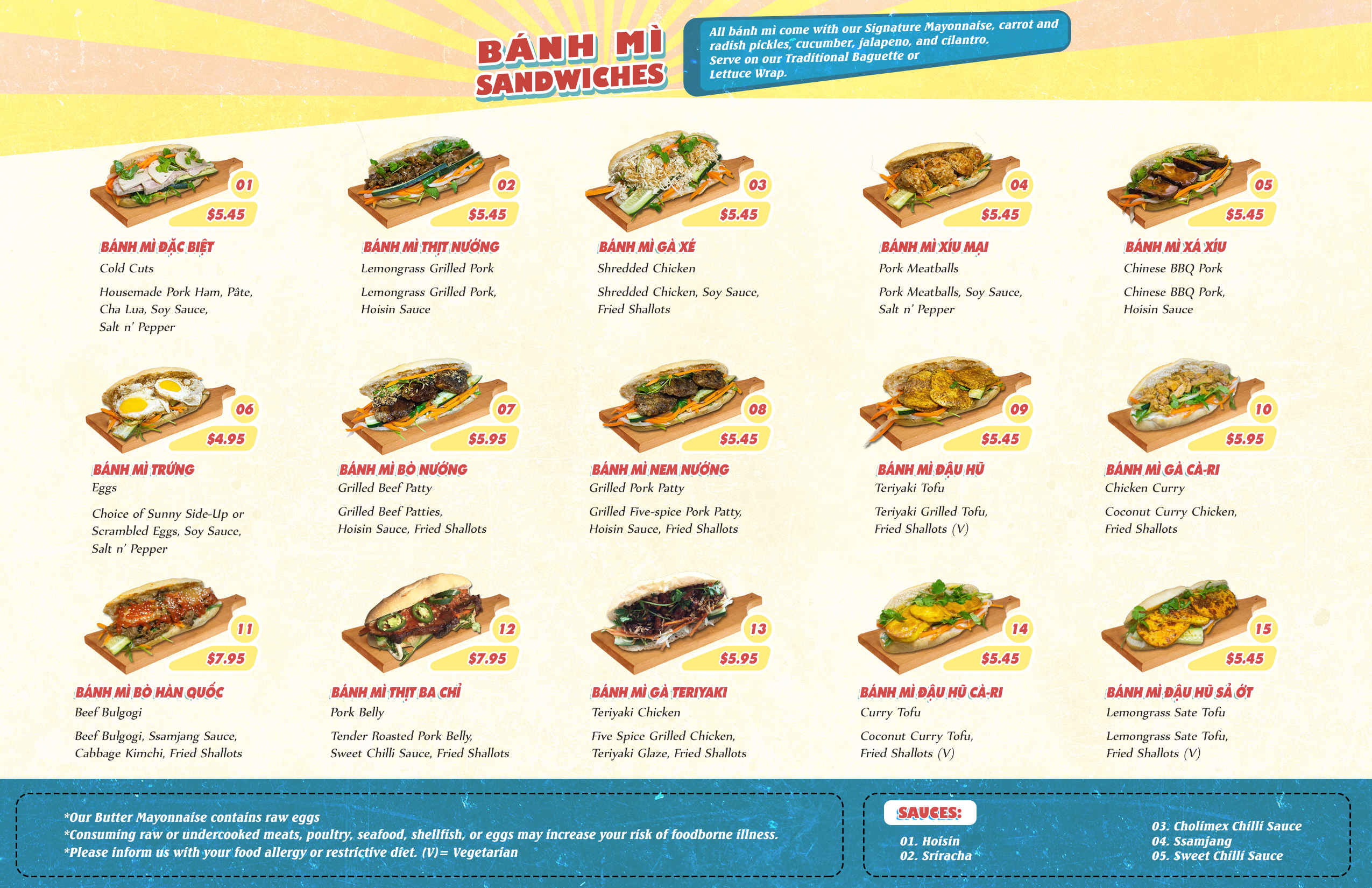 Banhmis Menu